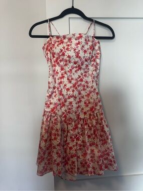 Maeve White Dress with Pink Floral Print